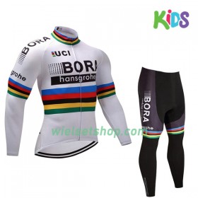 Kind Fietskleding (Wielershirt Lange Mouw + Fietsbroek Lang) 2017 Bora-Hansgrohe N002
